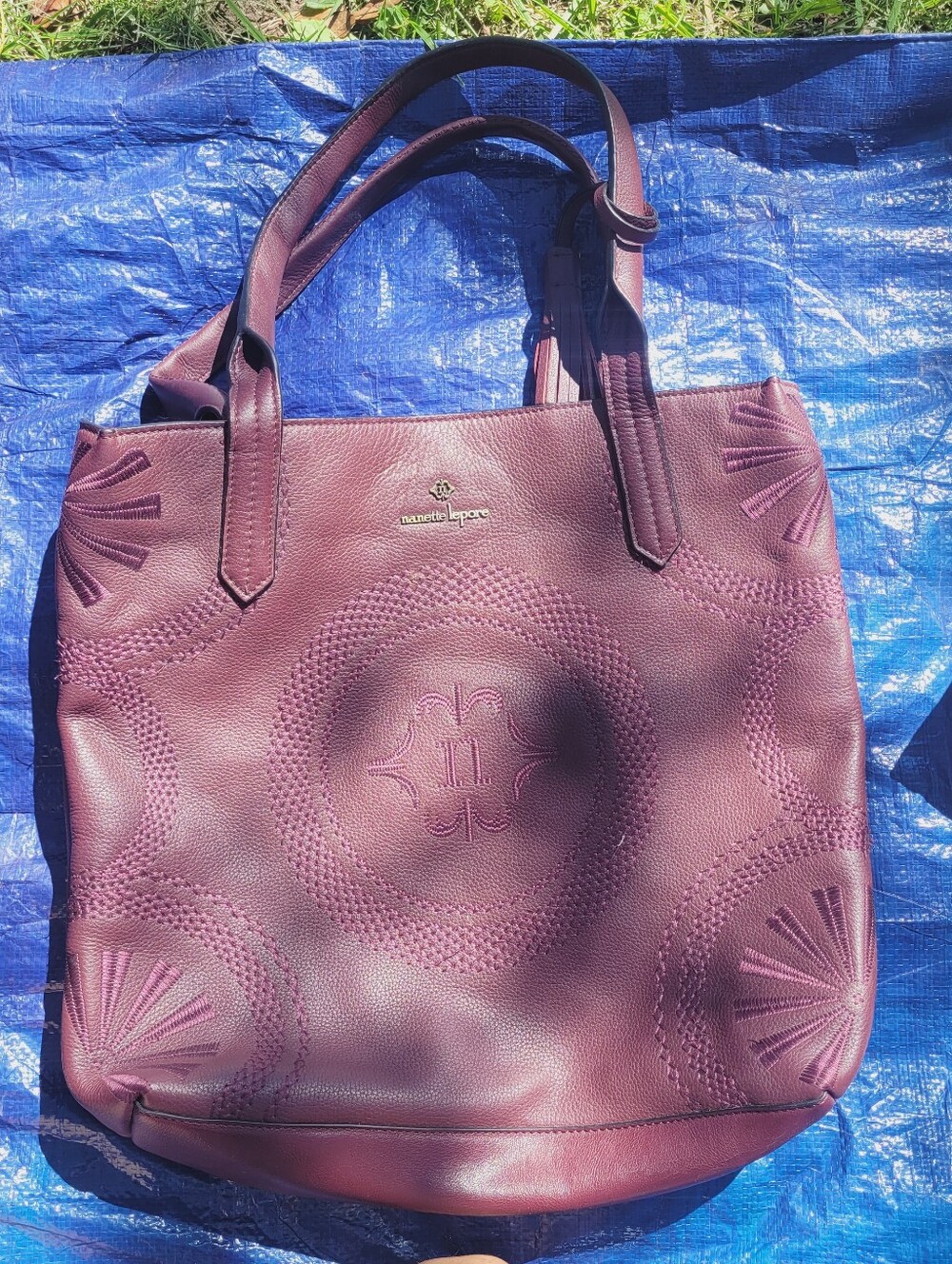 Nanette Lepore Plum Embossed Leather Tote - Plum